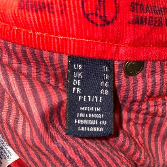 Lands End Straight Leg Fit 2 five pocket Corduroy Pants red size 16 petite - Picture 6 of 9